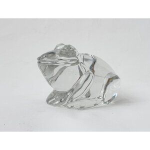 Vintage Clear Glass Handmade Frog Shaped Paperweight or Decorative Figure